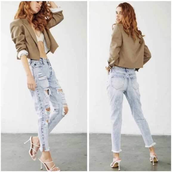 KanCan Collie High Rise Distressed Mom Jean - Picture 1 of 10